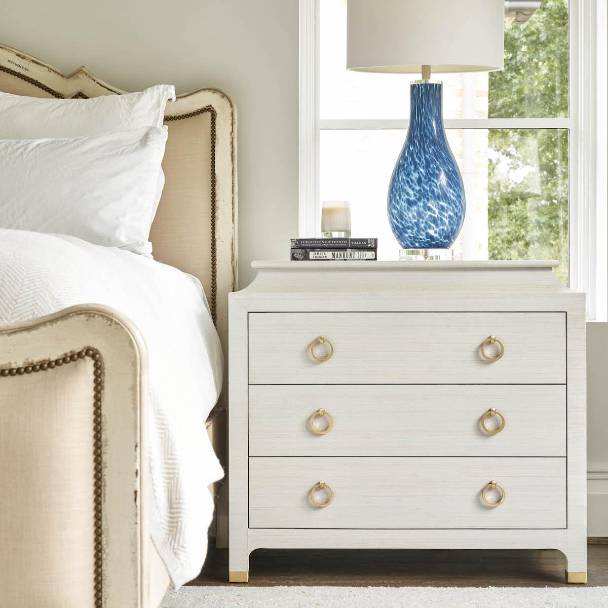 Transitional Grasscloth Nightstand