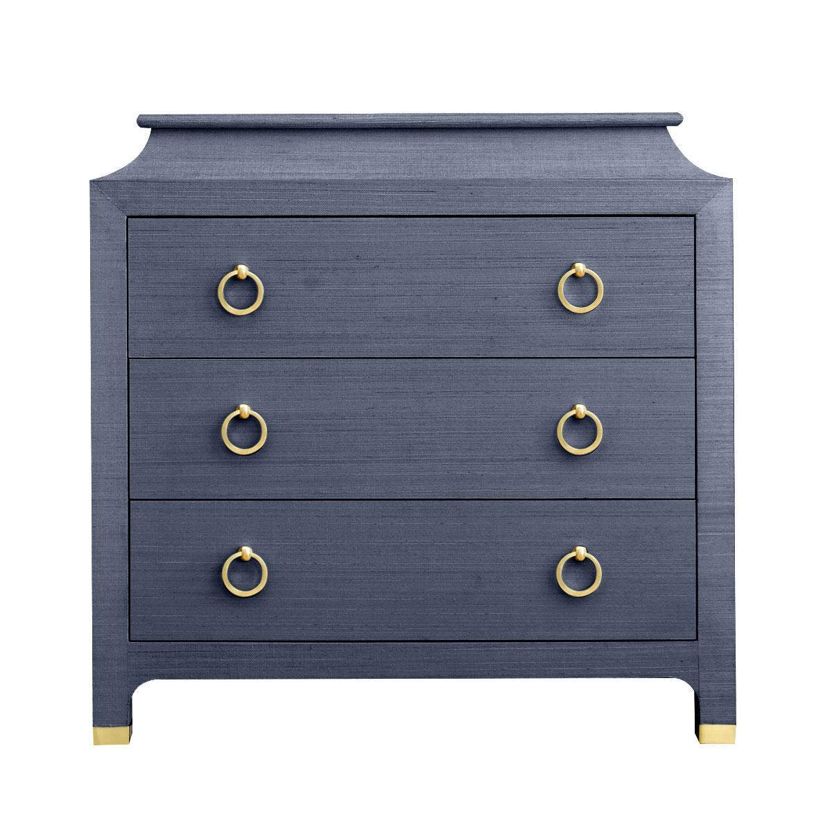 Navy Grasscloth Nightstand