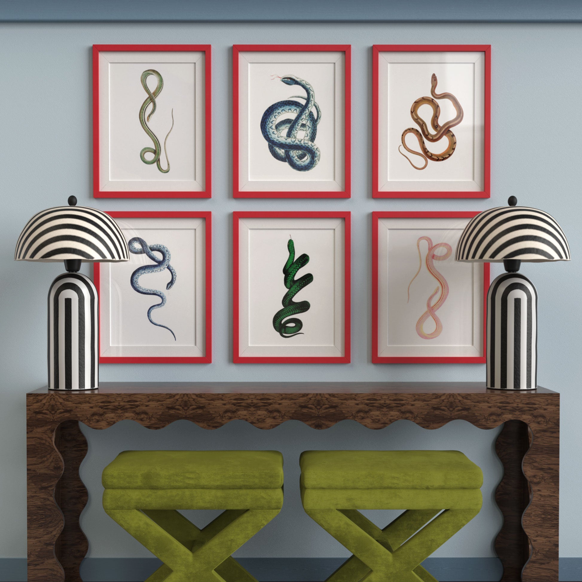 ビパッチ-BEPATCH-　タイダイ系BORN花snakeデザイン 3色セット Bite Back Series - Olive | Snake Art with Red Frame – Scout Design