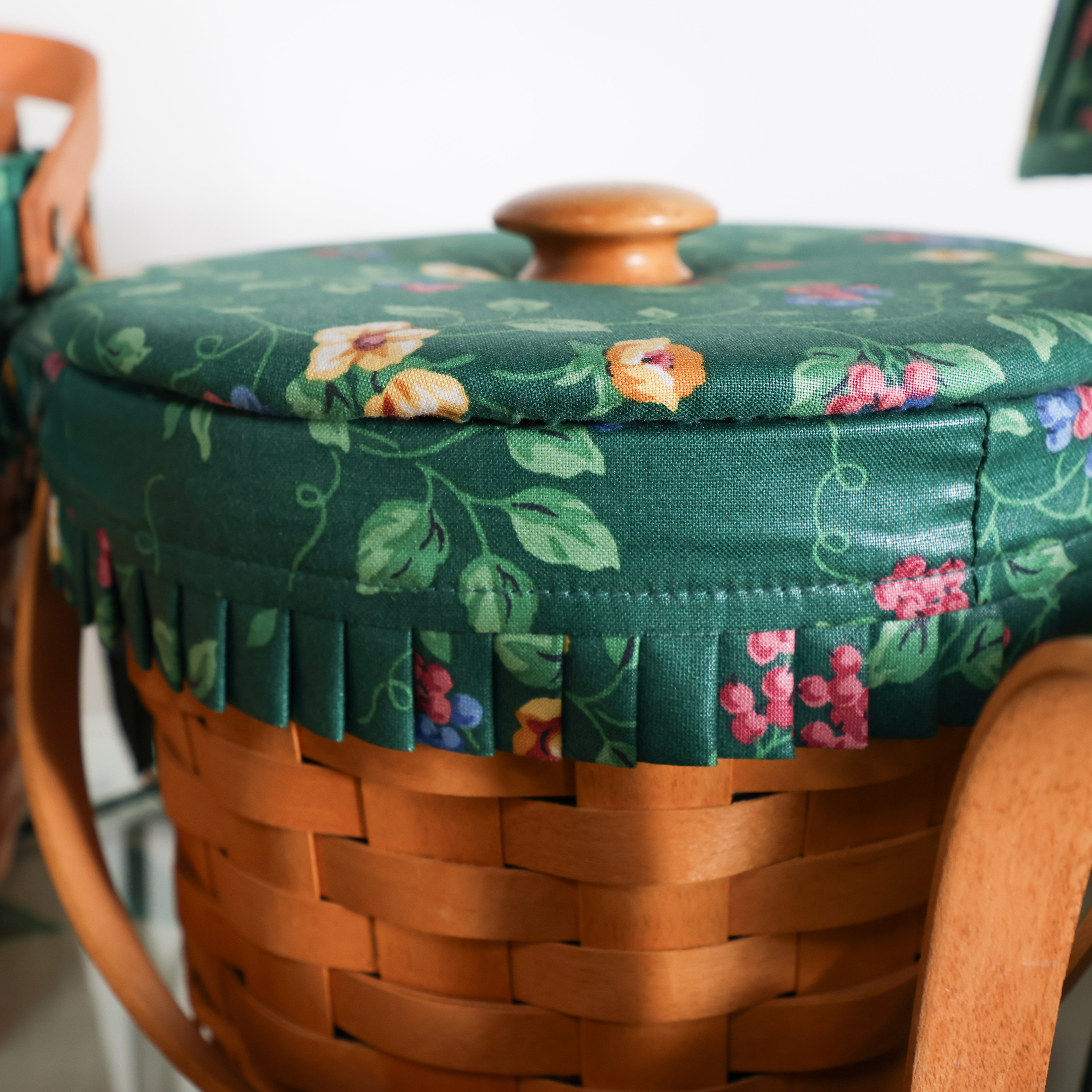 Seven Piece Longaberger Set in Green Floral | Vintage Decor
