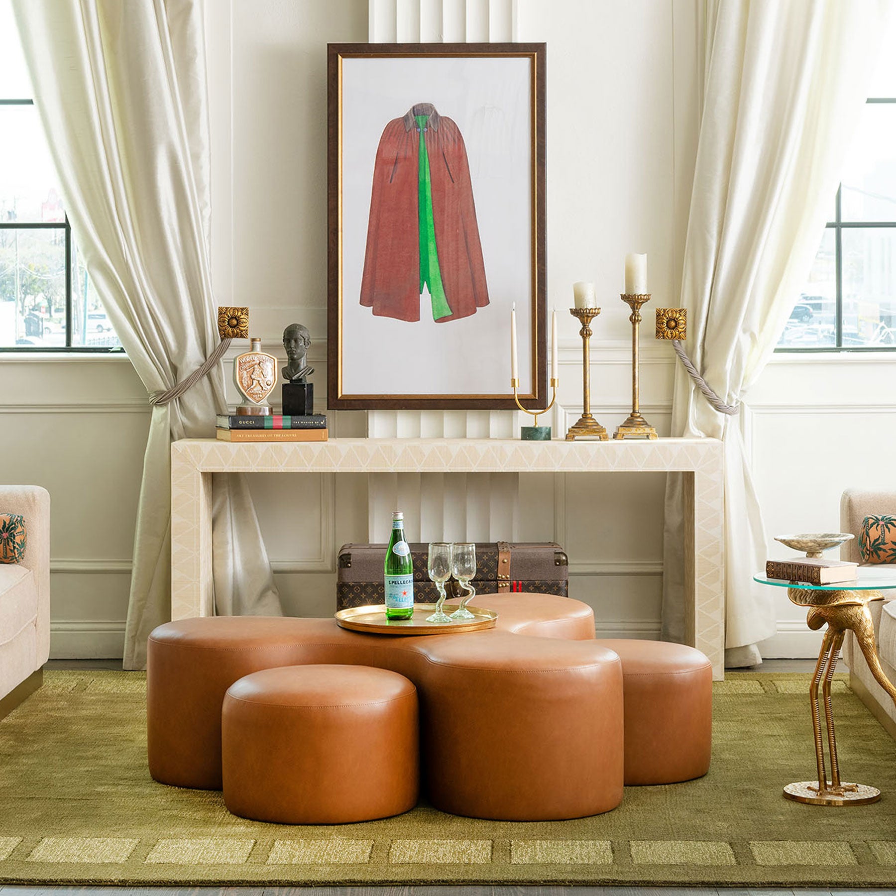 Elvie Ottoman | Brown Vegan Leather Ottoman – Scout Design Studio