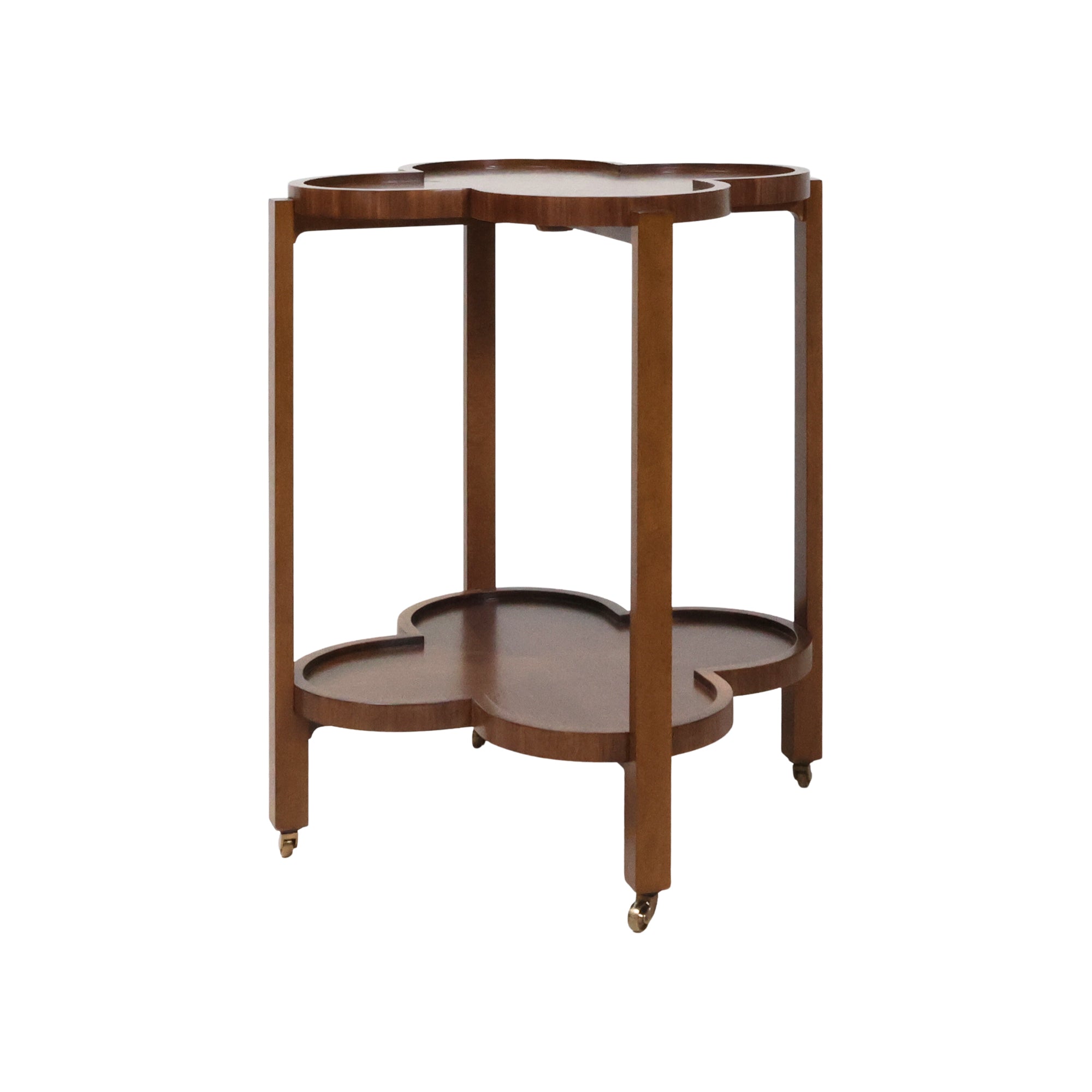 Clover Bar Cart in Walnut Veneer | Four Leaf Clover Bar Cart
