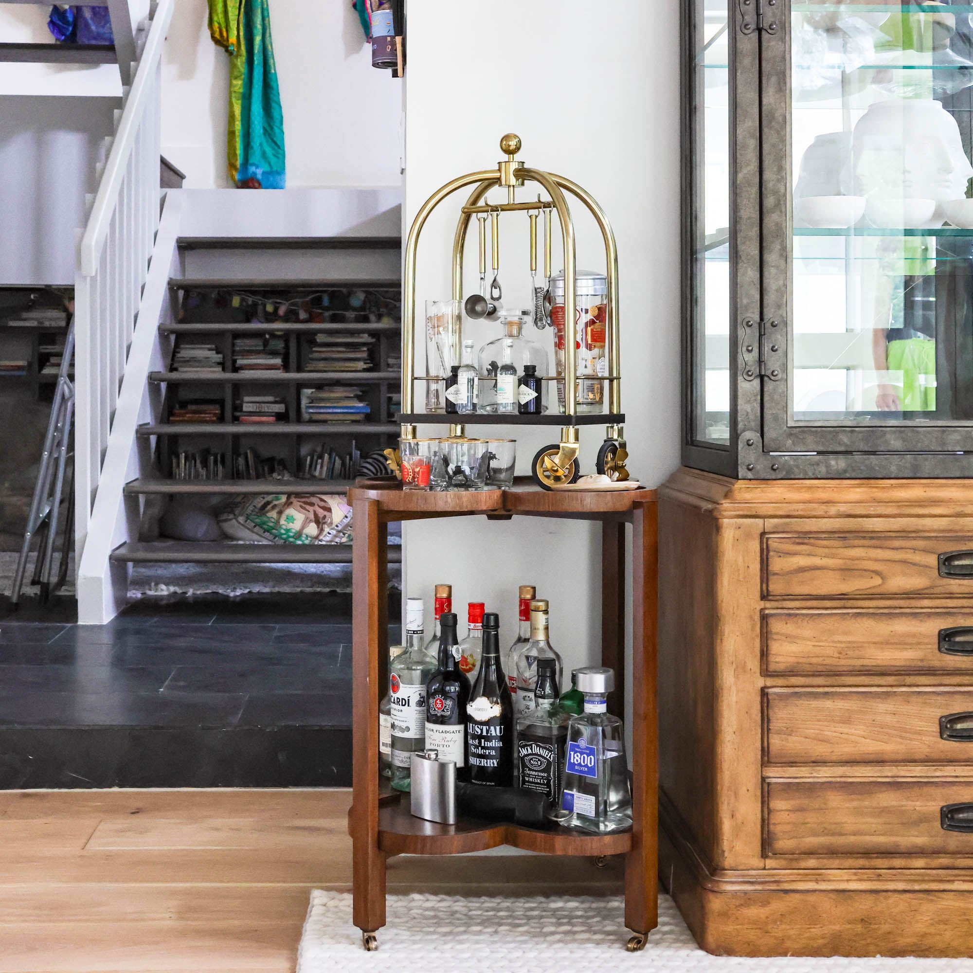 Clover Bar Cart in Walnut Veneer | Four Leaf Clover Bar Cart