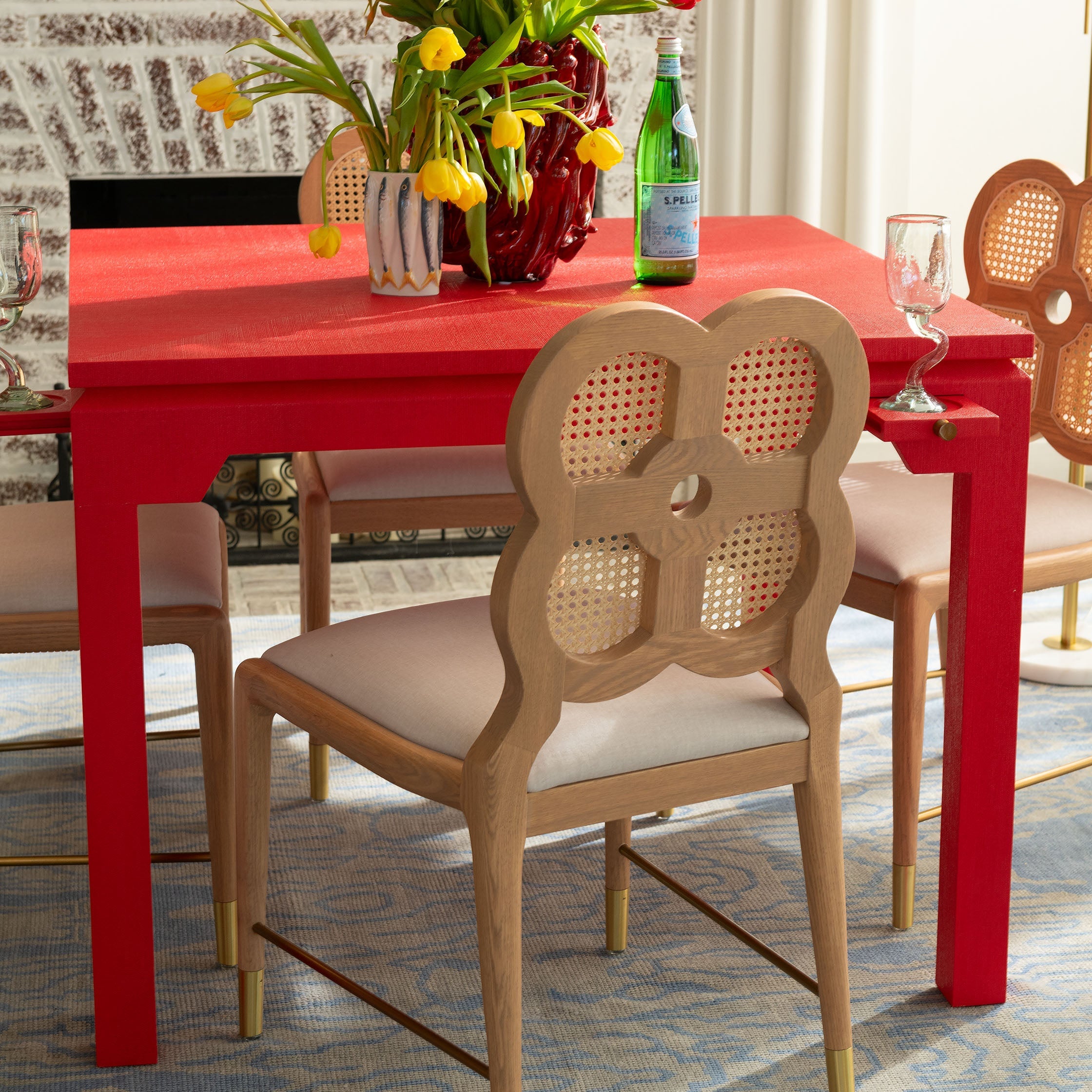 Pass the Rose Game Table in Cherry Red | Grasscloth Game Table