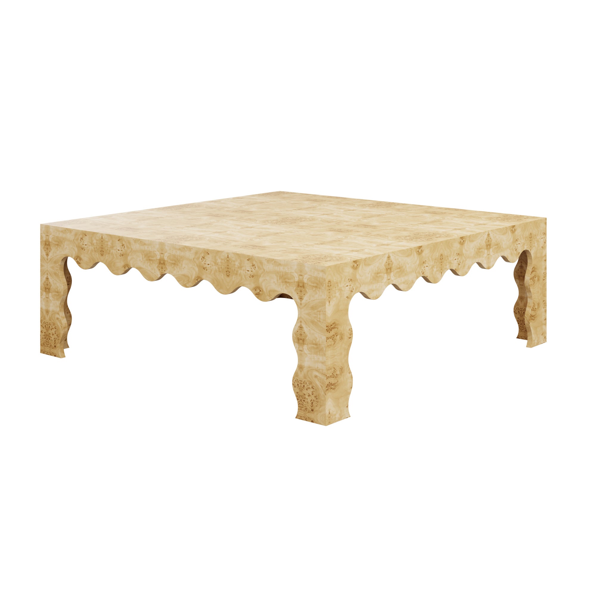 Elizalde Coffee Table | Customizable Wood Scalloped Coffee Table