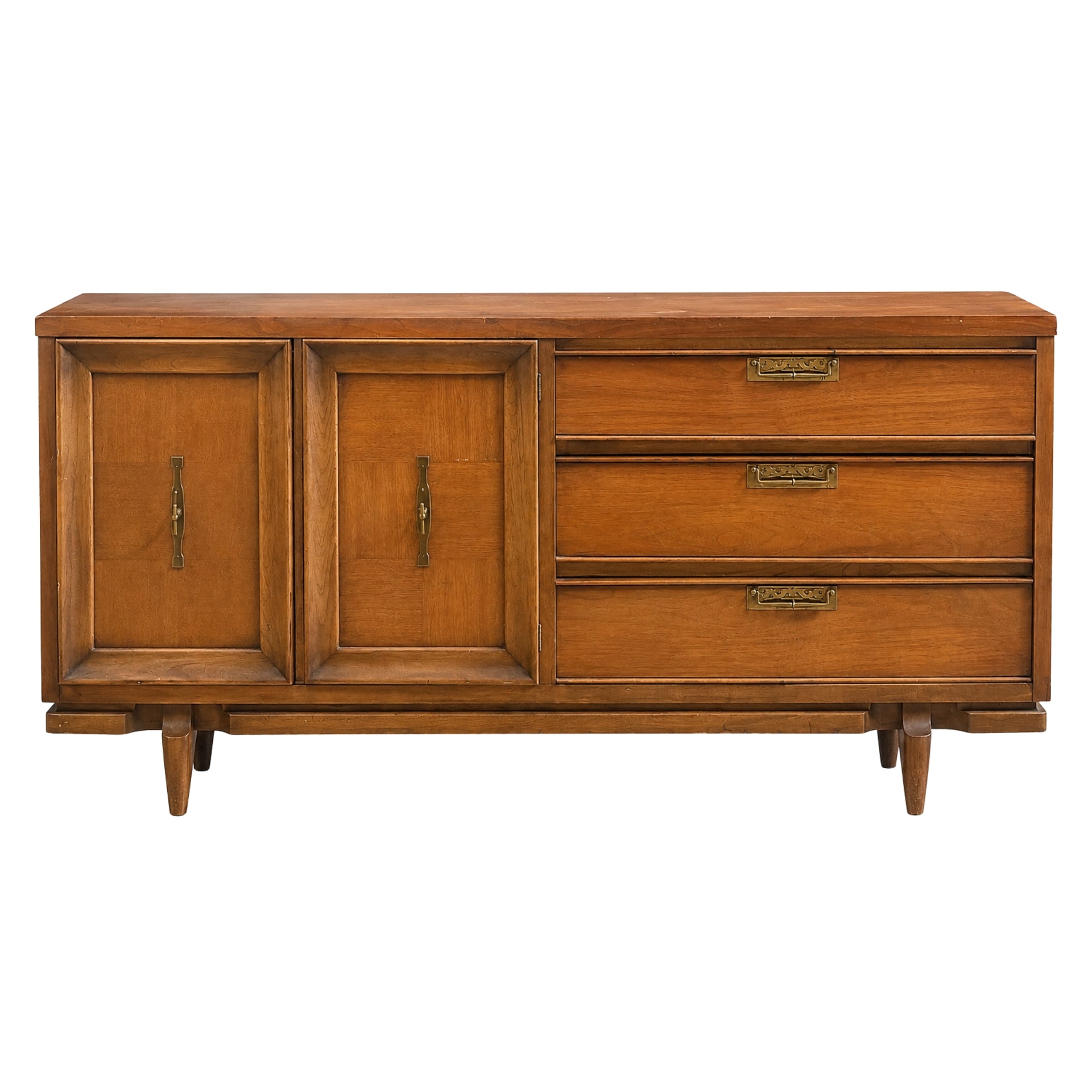 MCM Dresser with Brass Hardware & Left Doors – Scout Design Studio MCM Dresser with Brass Hardware & Left Doors – Scout Design Studio