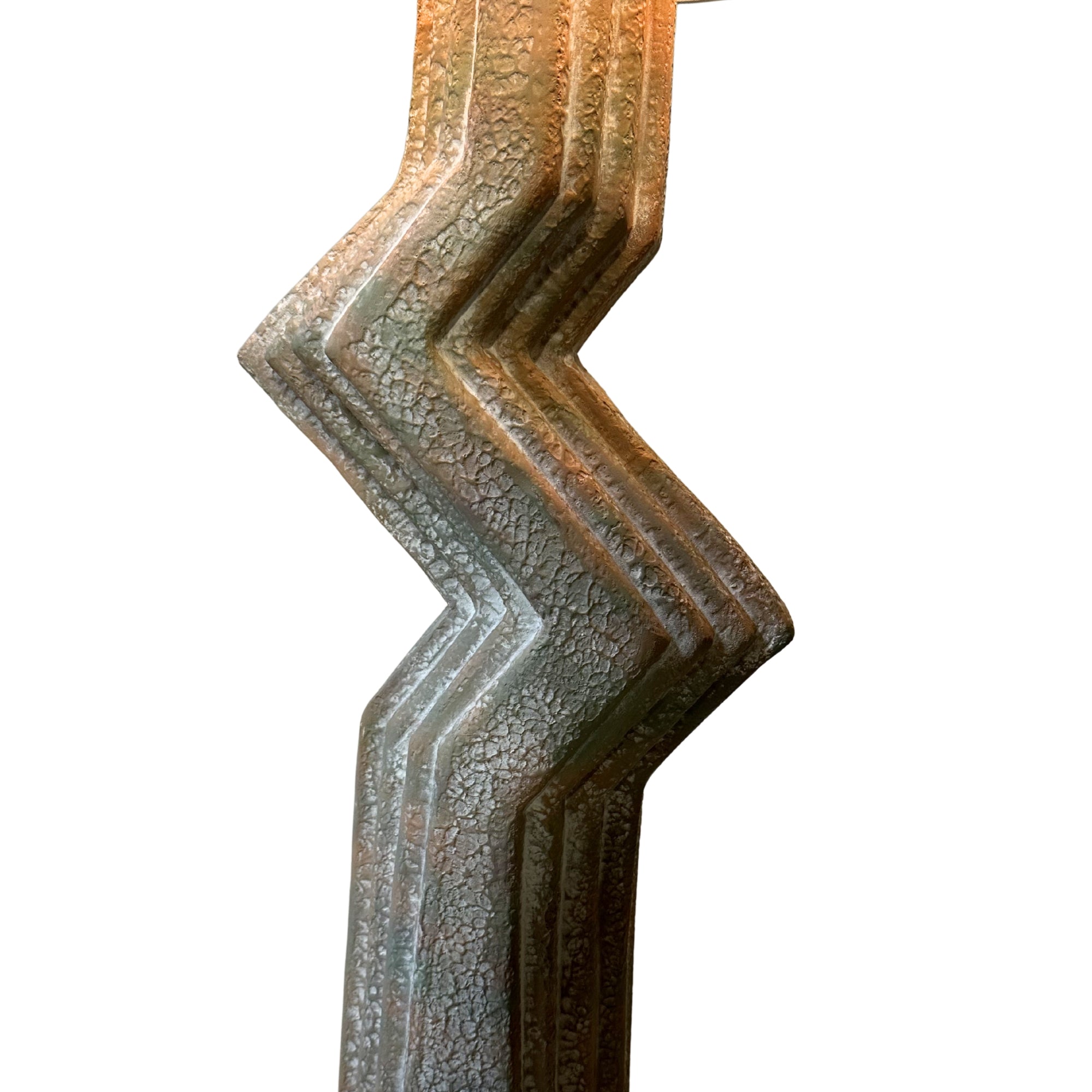 American Postmodern Textured Plaster Zig Zag Floor Lamp, 1980s