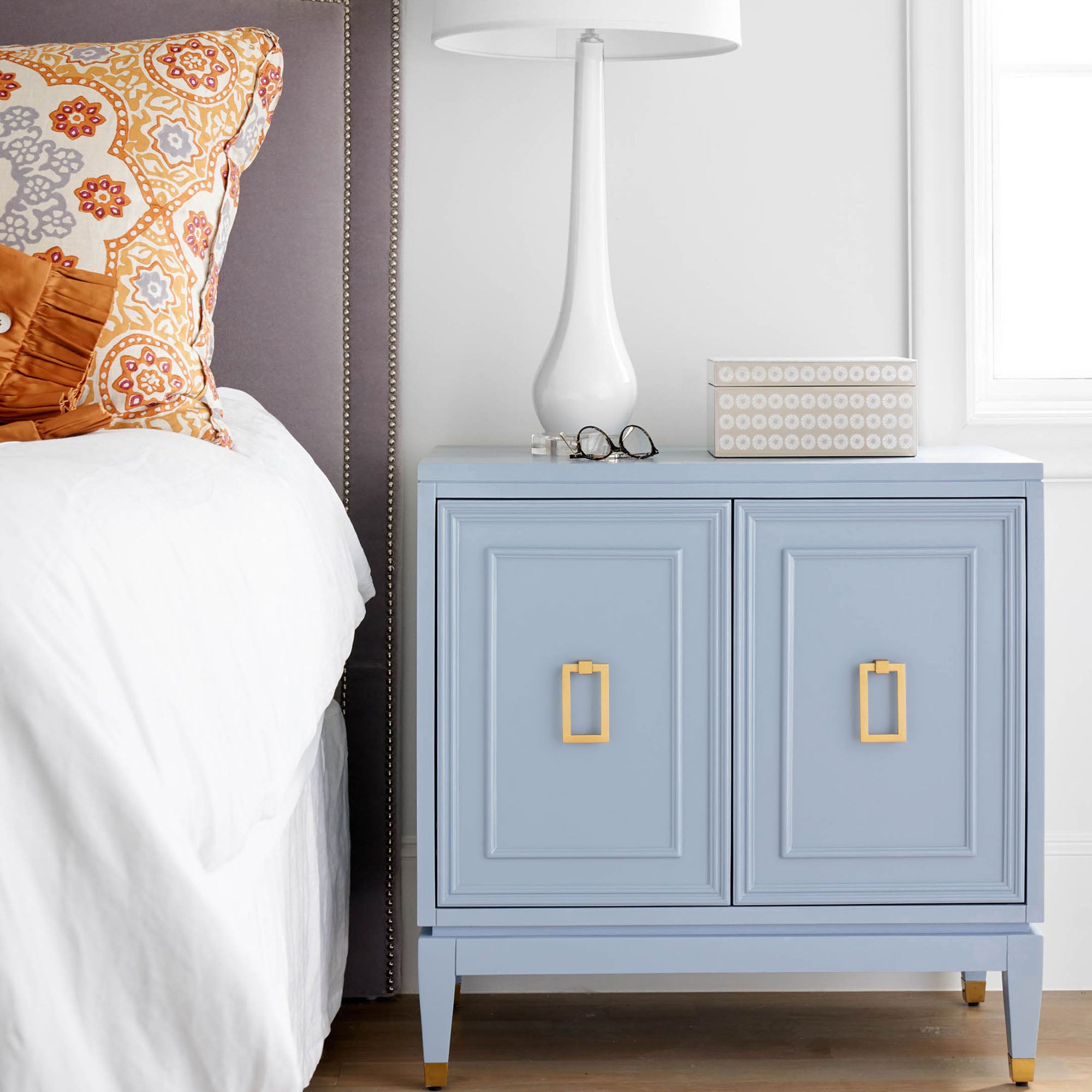 Fifi Chest | Contemporary Nightstand in Blue Lacquer – Scout
