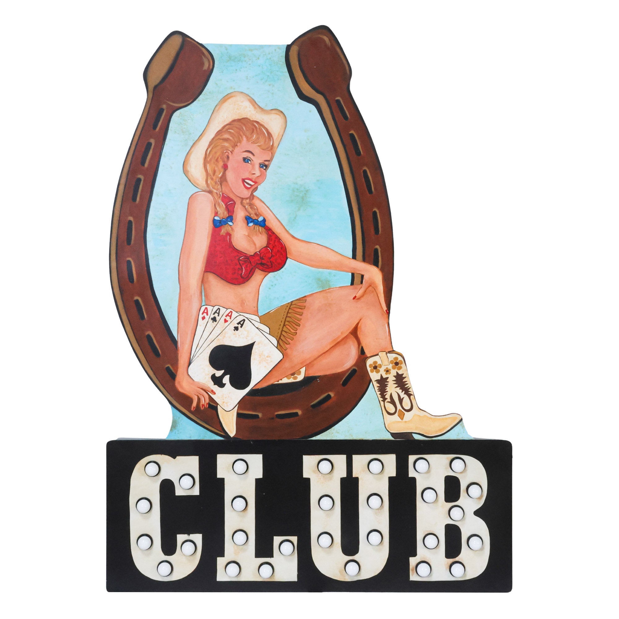 Horseshoe Club Light Up Sign | Vintage Wall Art – Scout Design Studio