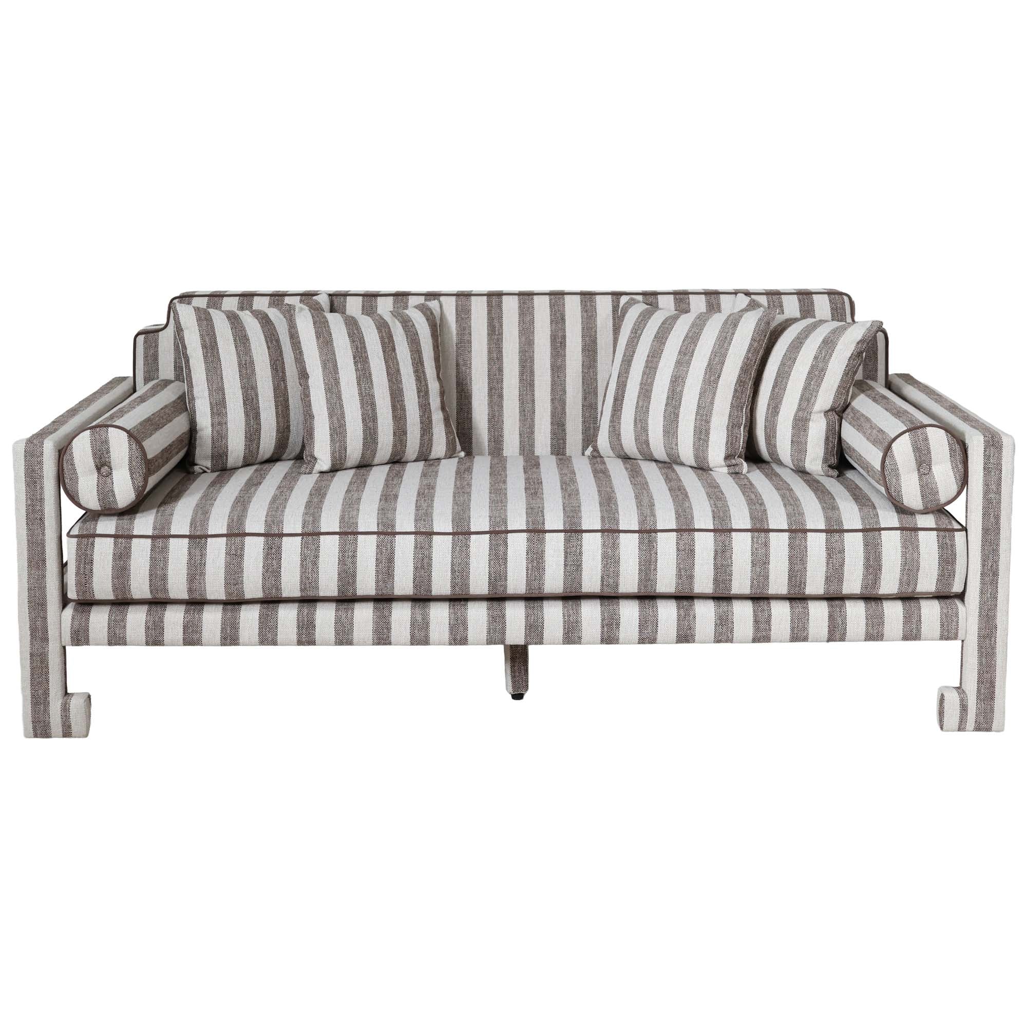 Janou Sofa in Chocolate Stripe | Contemporary Seating – Scout