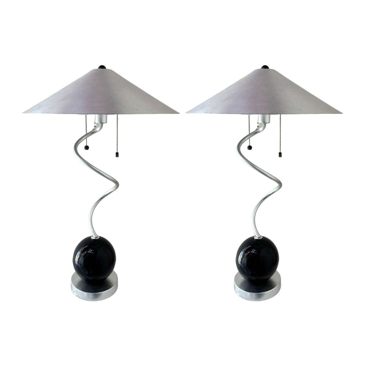 Pair of Post Modern Lamps with Metal Shades – Scout Design Studio