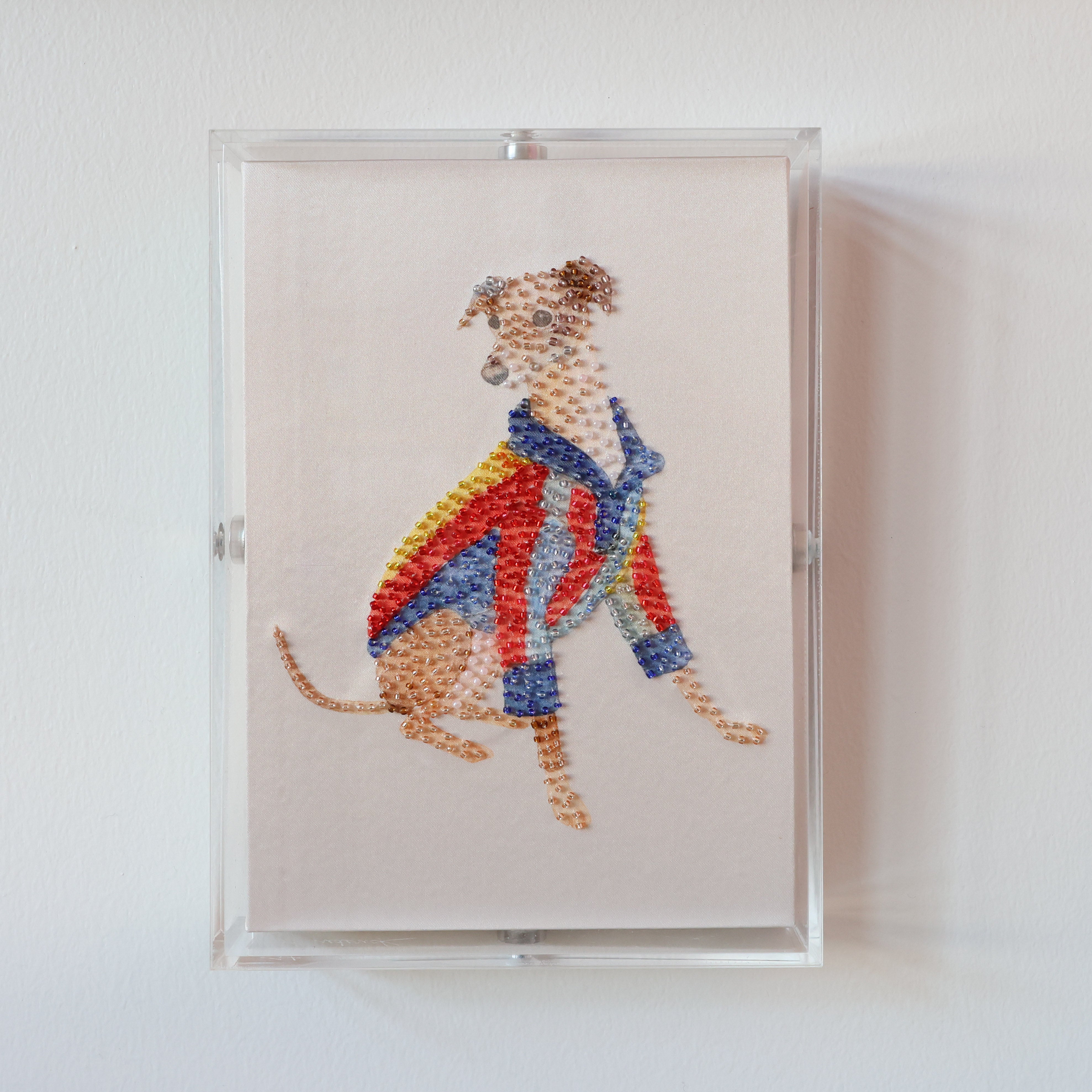 Le Petite Chien - Whippet with Striped Shirt | Jeweled Dog 3D