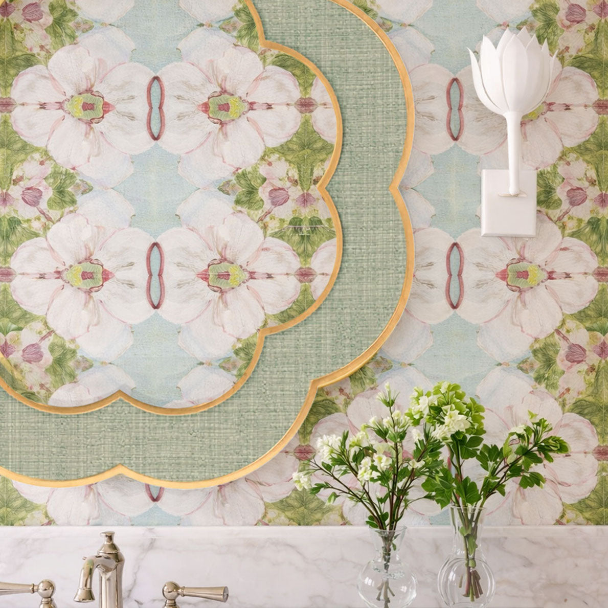 Leigh Mirror | Grasscloth Flower Mirror – Scout Design Studio