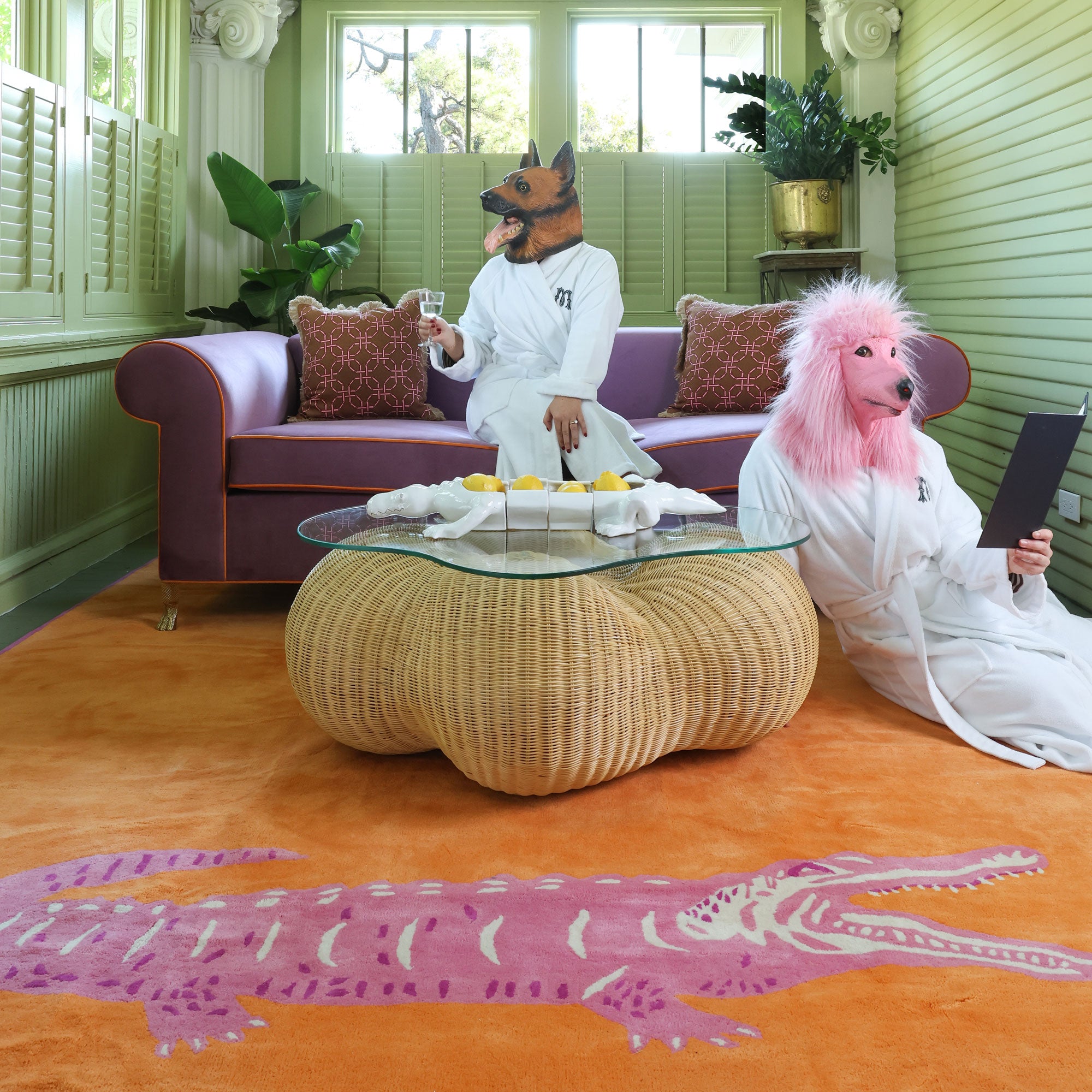 Bite Me Pink Tufted Rug | Pink and Orange Alligator Rug – Scout