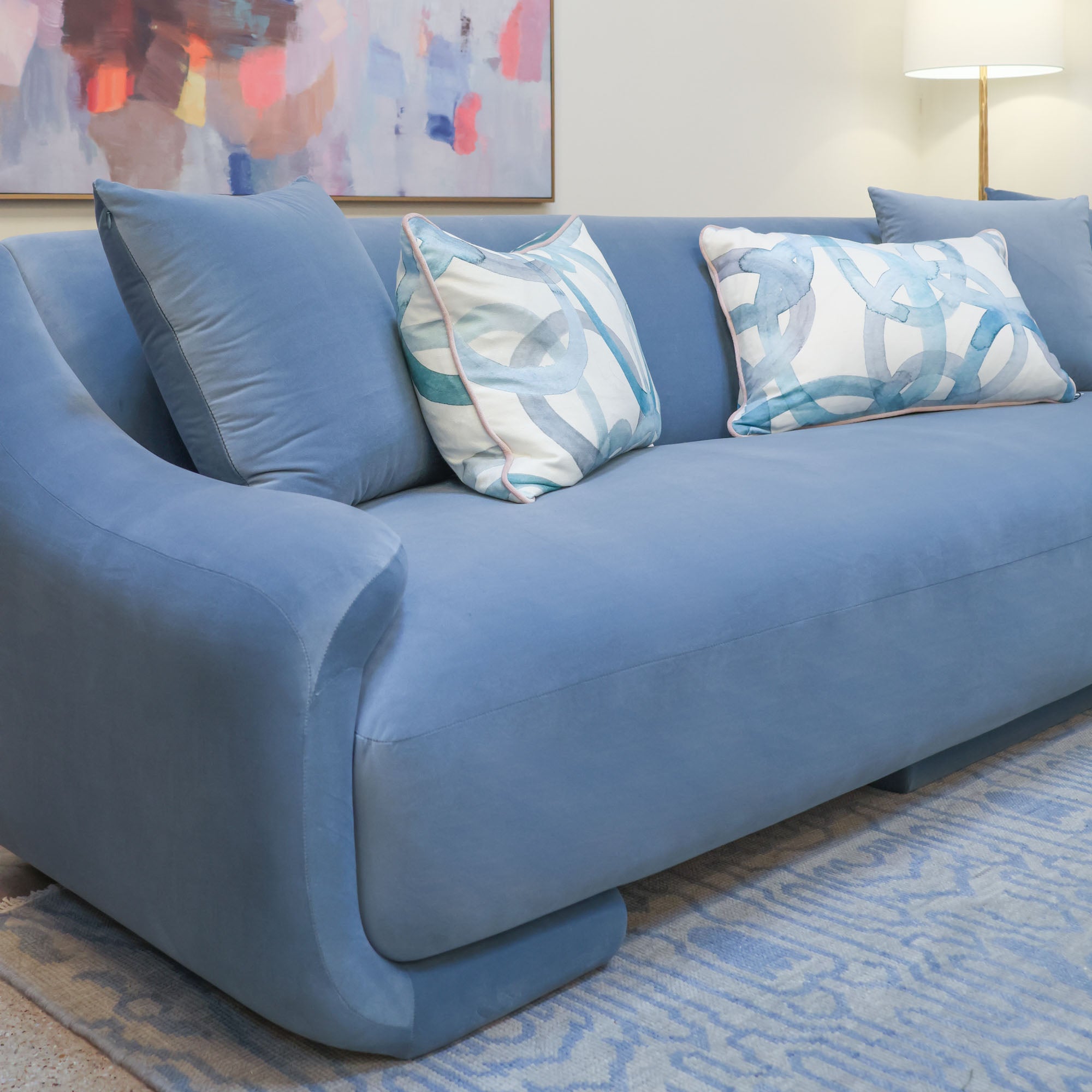 Ooh La La Sofa in Light Blue | Blue Velvet Modern Couch – Scout