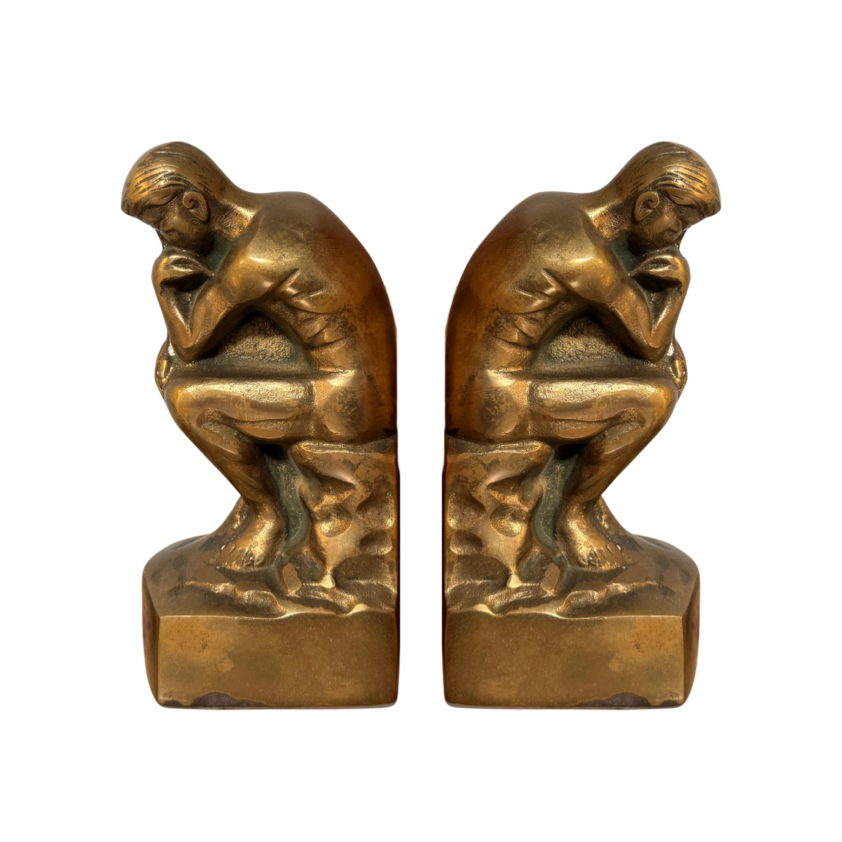 Pensive Man Brass Bookends | Unique Vintage Decor – Scout Design Studio