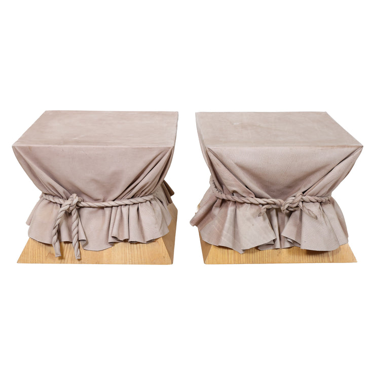 Pair of Wood Leather Wrapped Side Tables | Vintage Furniture – Scout ...