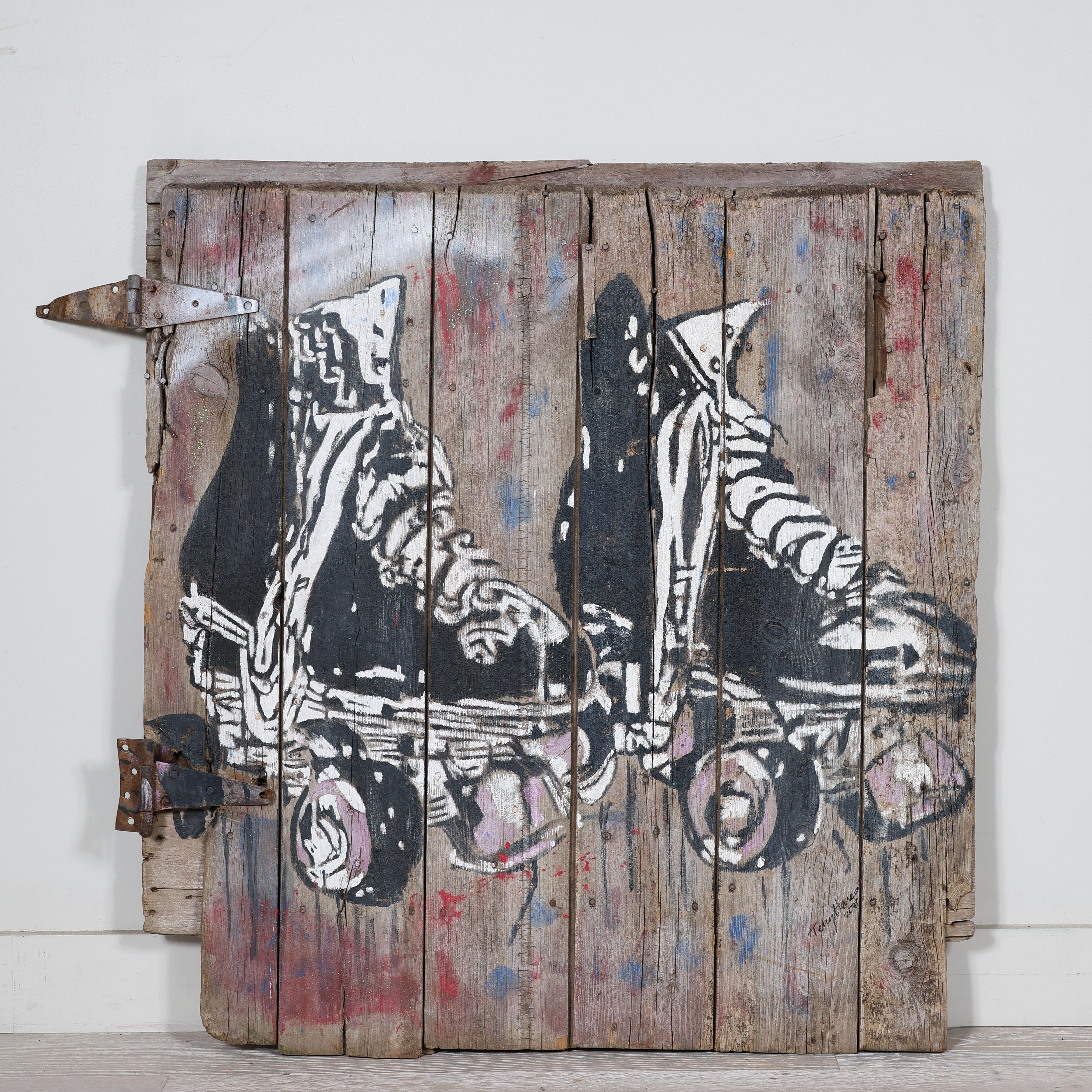 絵画 roller skates Rollerskates Painting on Wood | Unique Wall Art – Scout Design Studio