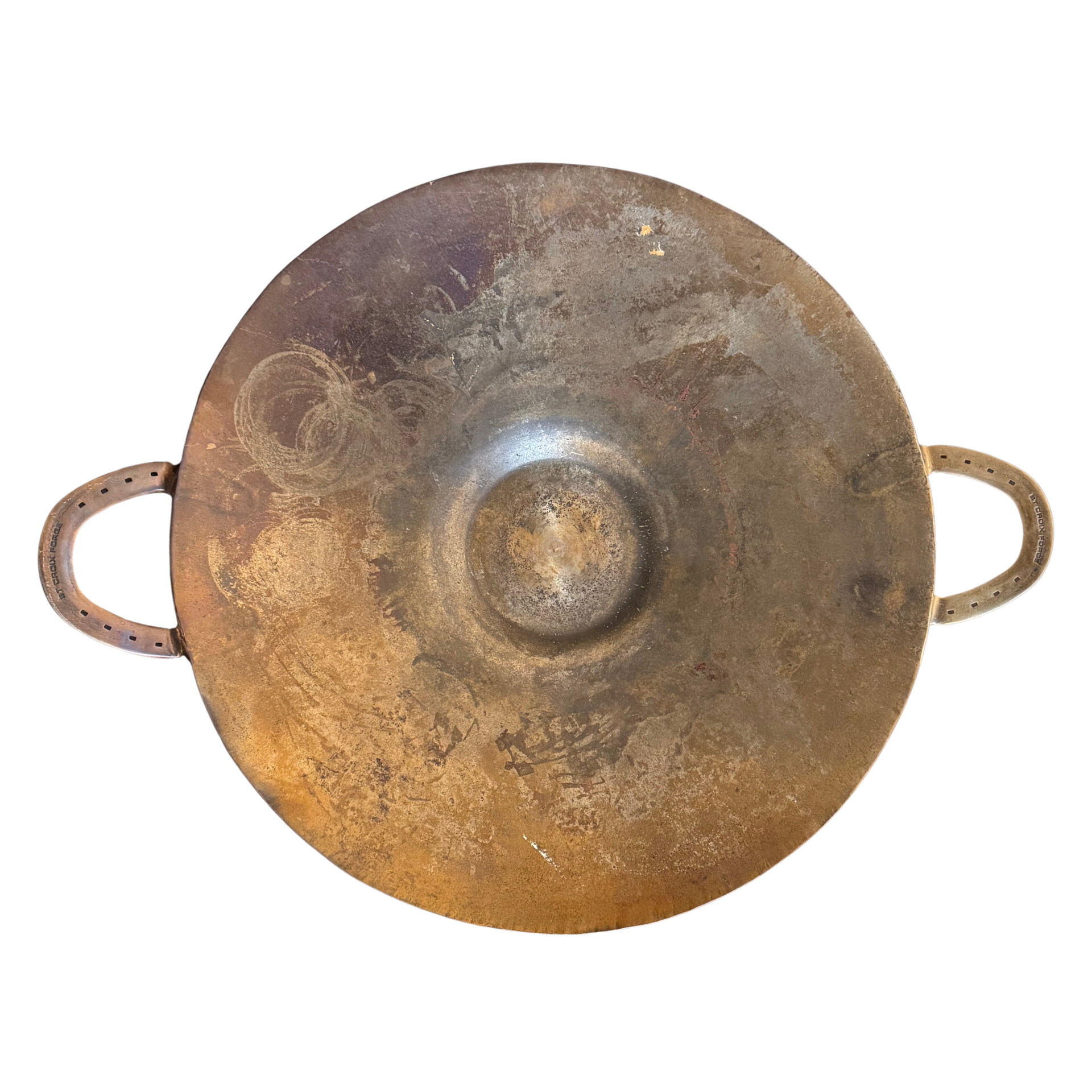 St. Croix Forge Griddle Wok Pan with Horseshoe Handles | Vintage