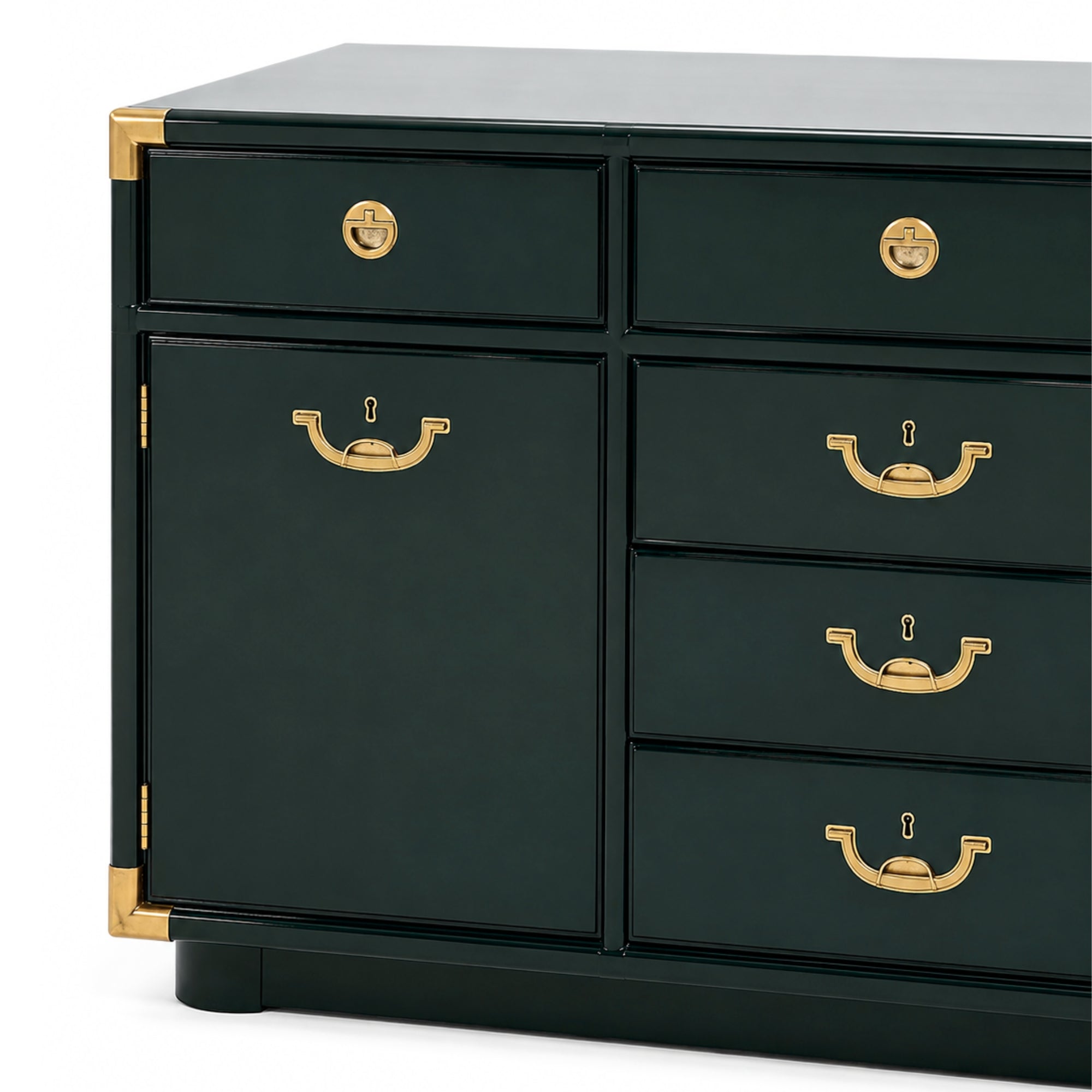 Vintage Campaign Style Dresser Restored in Salamander Green