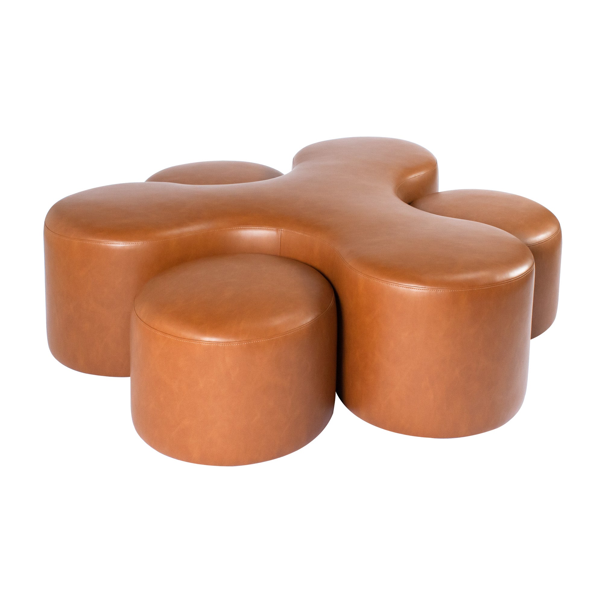 Elvie Ottoman | Brown Vegan Leather Ottoman – Scout Design Studio