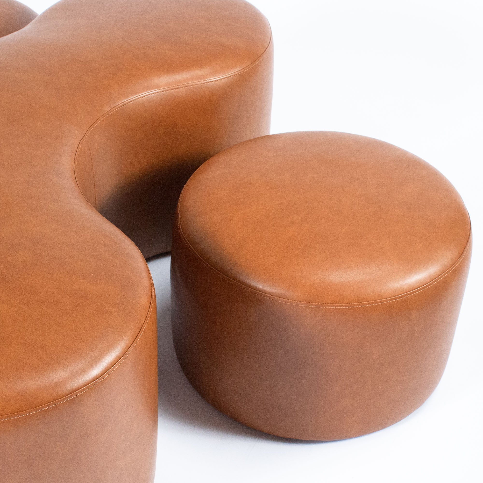 Elvie Ottoman | Brown Vegan Leather Ottoman – Scout Design Studio