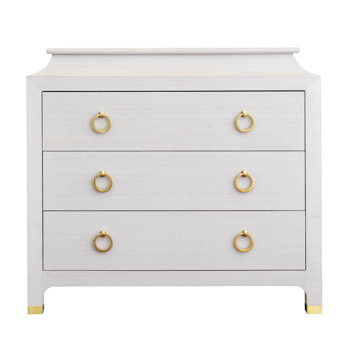 Espionage Chest In Mist Abaca | Natural Grasscloth Nightstand
