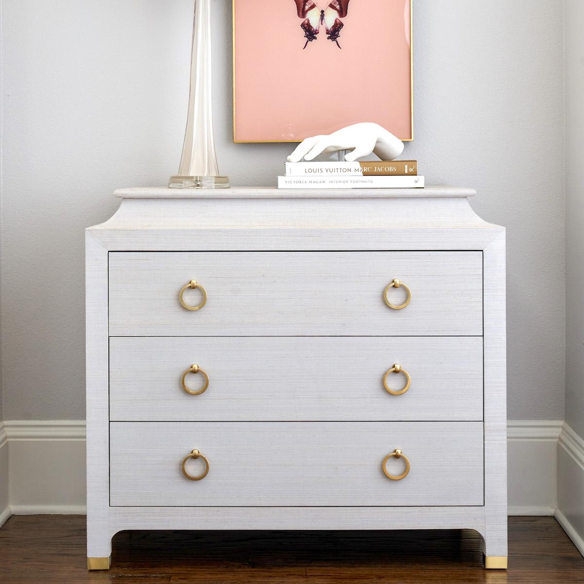 Espionage Chest In Mist Abaca | Natural Grasscloth Nightstand