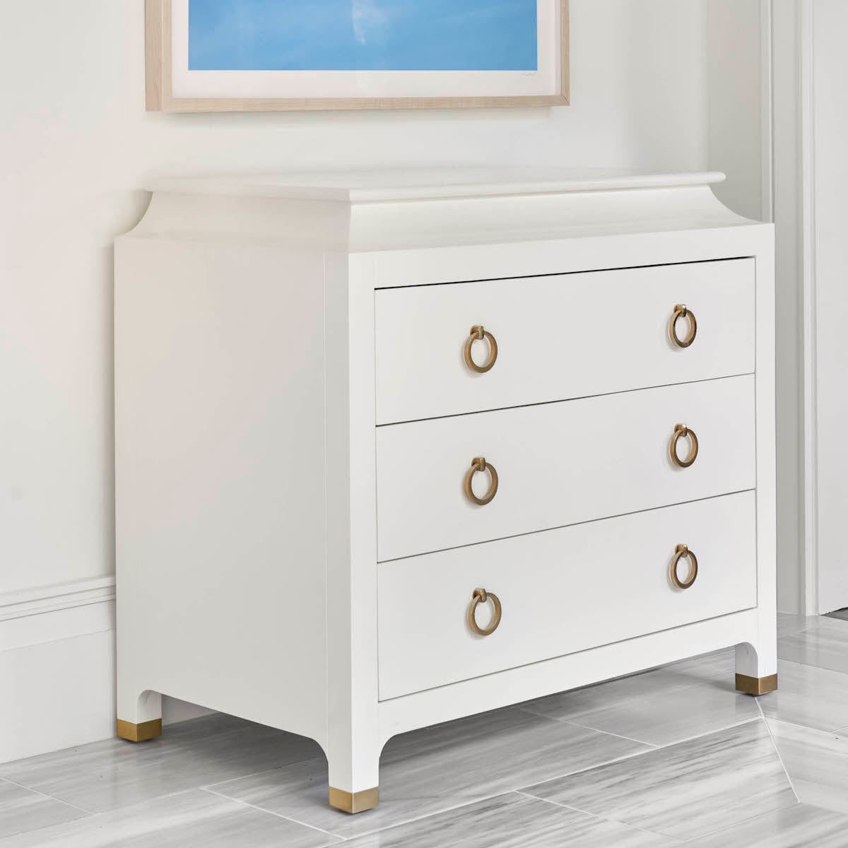 Espionage Chest In White Lacquer | Contemporary Nightstand – Scout