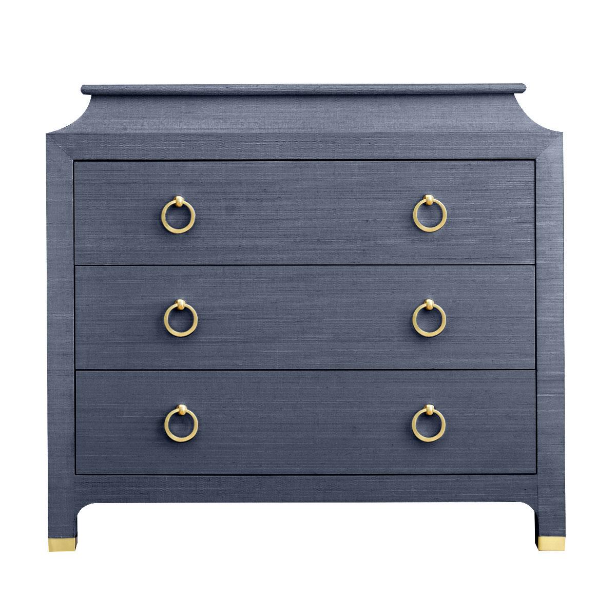 Navy Grasscloth Nightstand