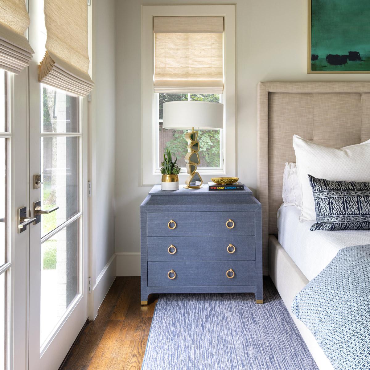 Espionage Chest in Norris Grasscloth | Contemporary Nightstand