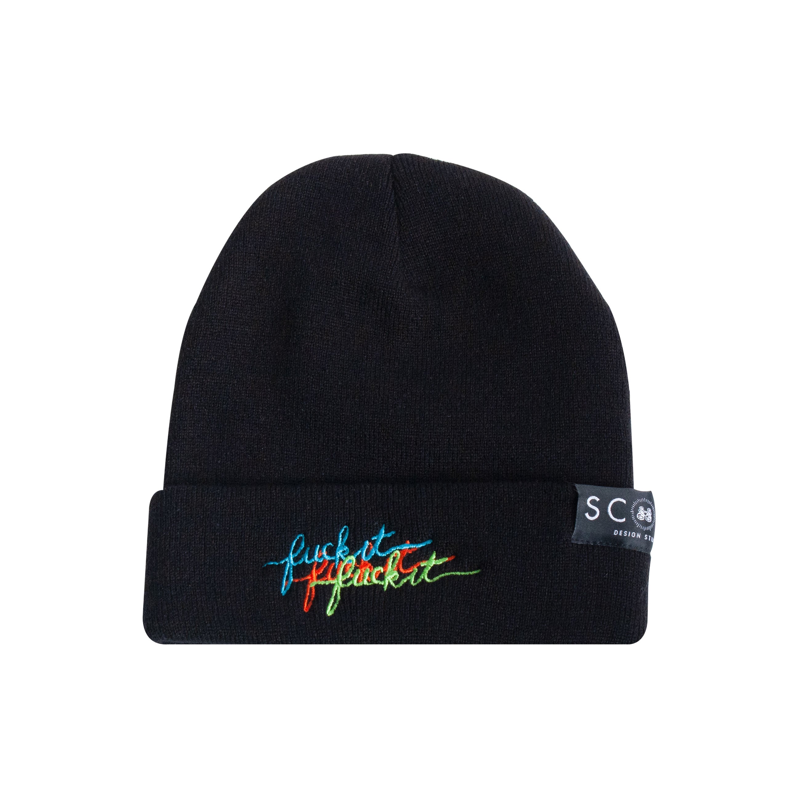 黒　IDEASWAM Birth Of idea Beanie (Black) Fuck It Beanie - Black | Unique Apparel – Scout Design Studio