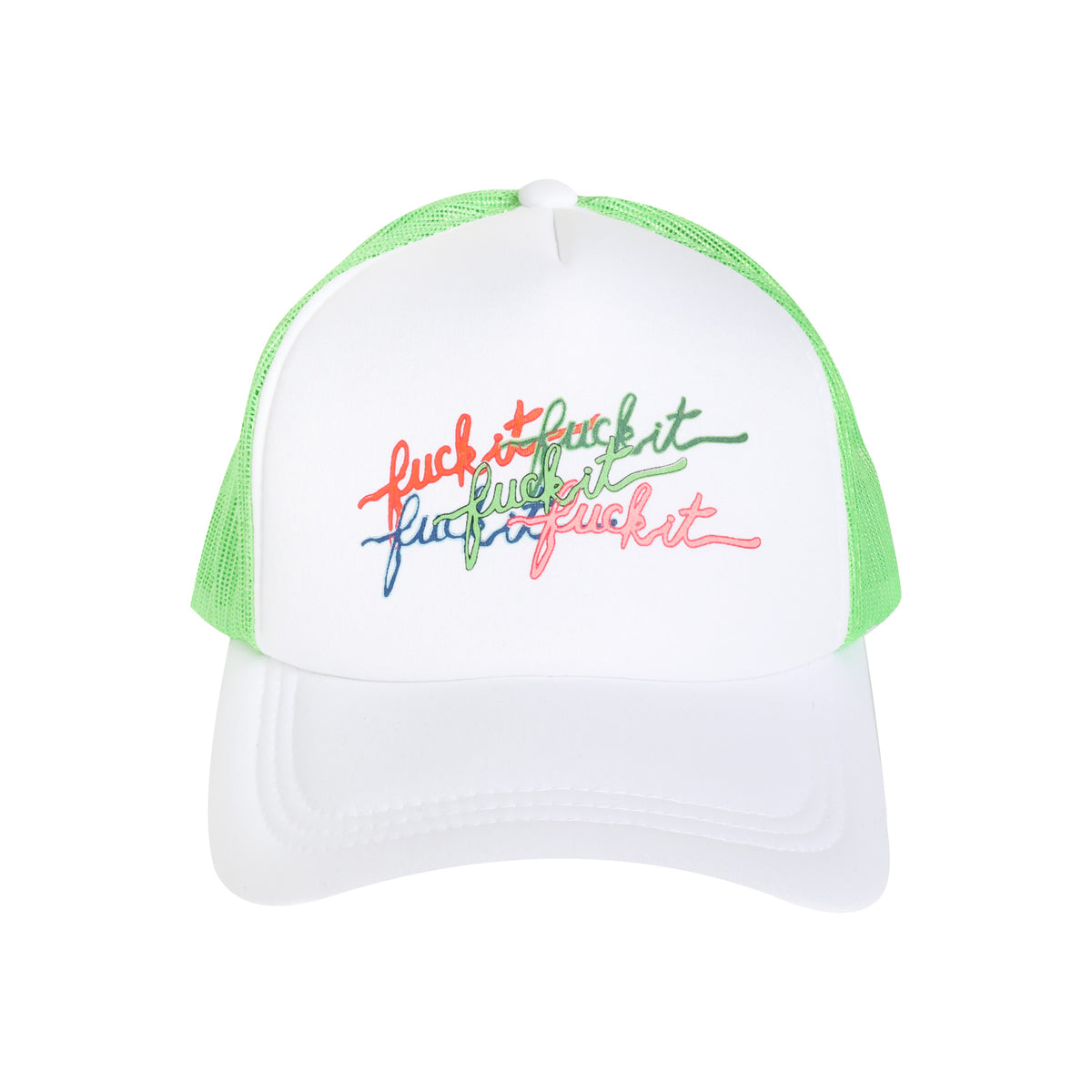 Fuck It Trucker Hat - White & Neon Green | Unique Apparel  display picture 2